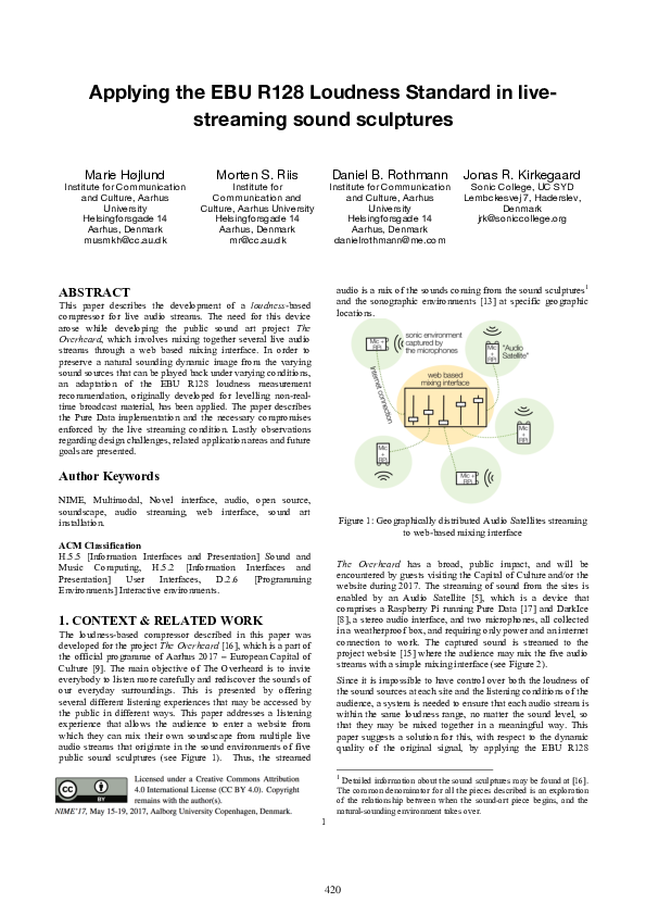 (PDF) Applying the ebu r128 loudness standard in live-streaming sound ...