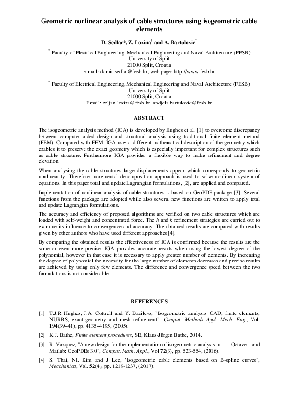 (PDF) Geometric nonlinear analysis of cable structures using ...