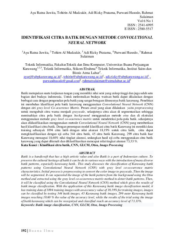 (PDF) Identifikasi Citra Batik Dengan Metode Convolutional Neural Network