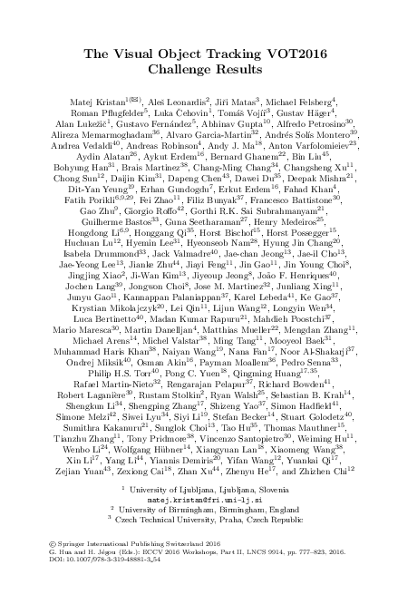 (PDF) The Visual Object Tracking VOT2016 Challenge Results