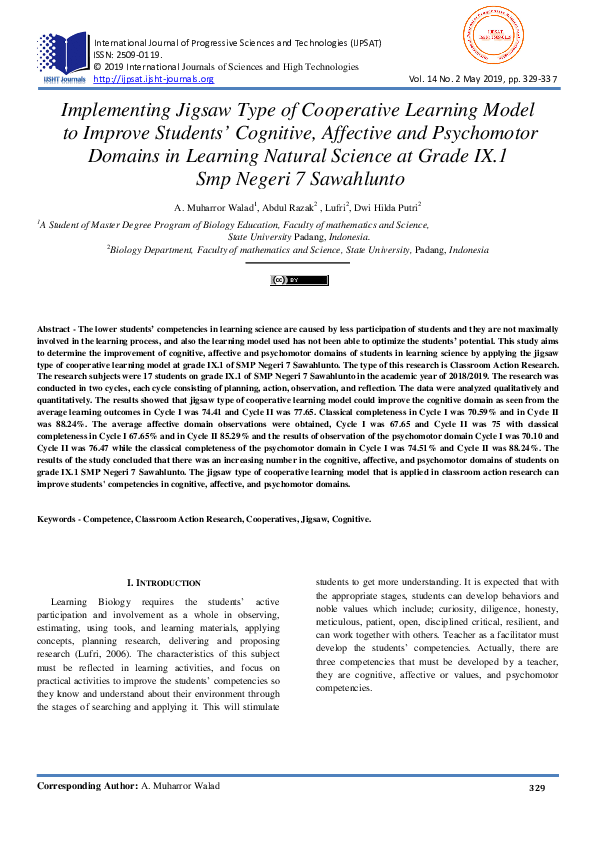 (PDF) Implementing Jigsaw Type of Cooperative Learning Model to Improve ...