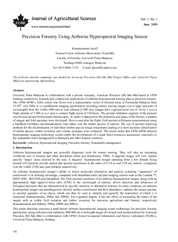 Pdf Precision Forestry Using Airborne Hyperspectral Imaging Sensor Kamaruzaman Jusoff Pdf Precision Forestry Using Airborne Hyperspectral Imaging Sensor Kamaruzaman Jusoff
