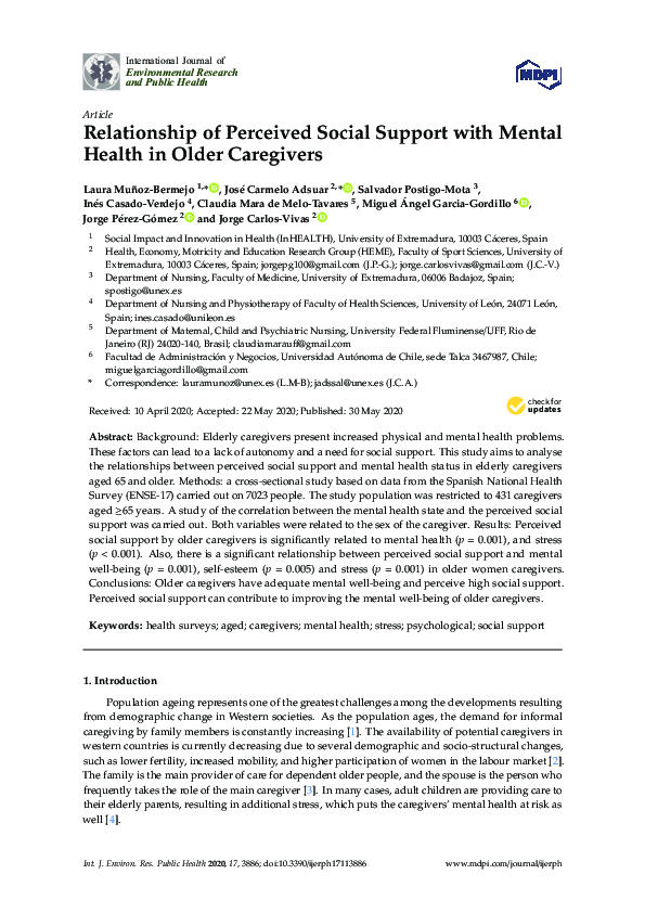 (PDF) Relationship of Perceived Social Support with Mental Health in ...