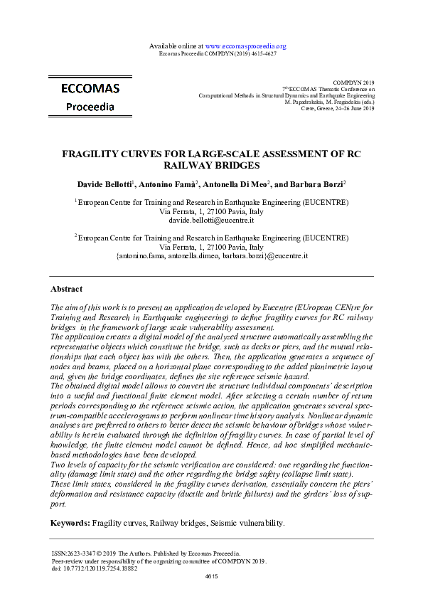 (PDF) Fragility Curves for Large-Scale Assessment of RC Railway Bridges