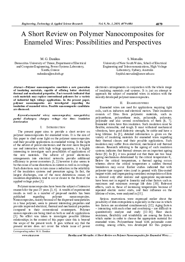 (PDF) A Short Review on Polymer Nanocomposites for Enameled Wires ...