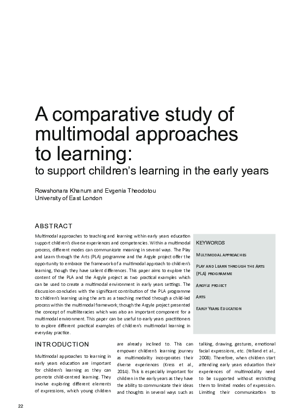 (PDF) A comparative study of multimodal approaches to learning: to ...