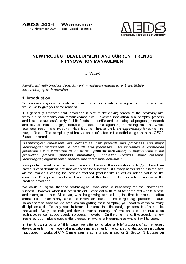 (PDF) New Product Development and Current Trends in Innovation Management