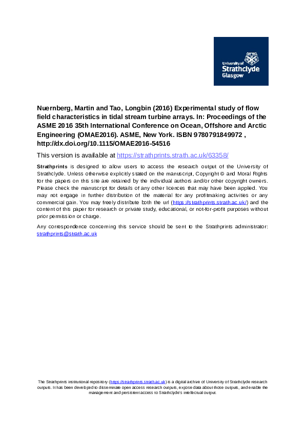 (PDF) Experimental Study of Flow Field Characteristics in Tidal Stream ...