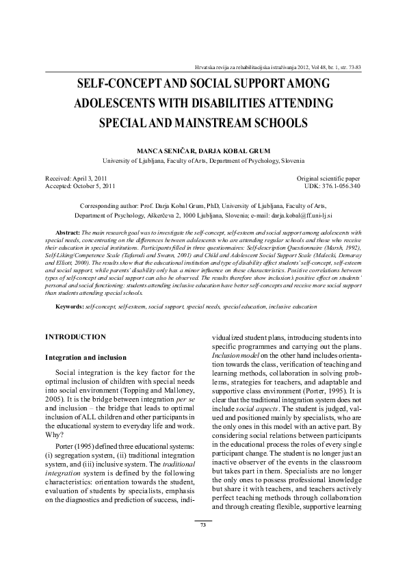 (PDF) Self-Concept and Social Support among Adolescents with ...