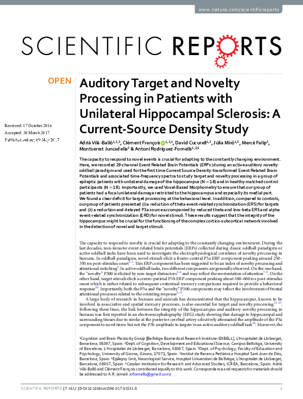 (PDF) Auditory Target and Novelty Processing in Patients with ...