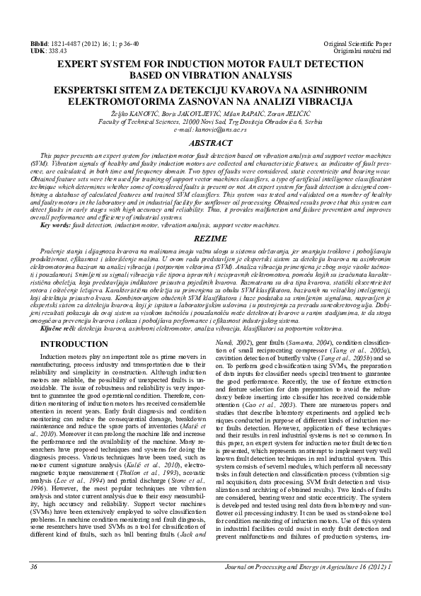 (PDF) Expert system for induction motor fault detection based on ...