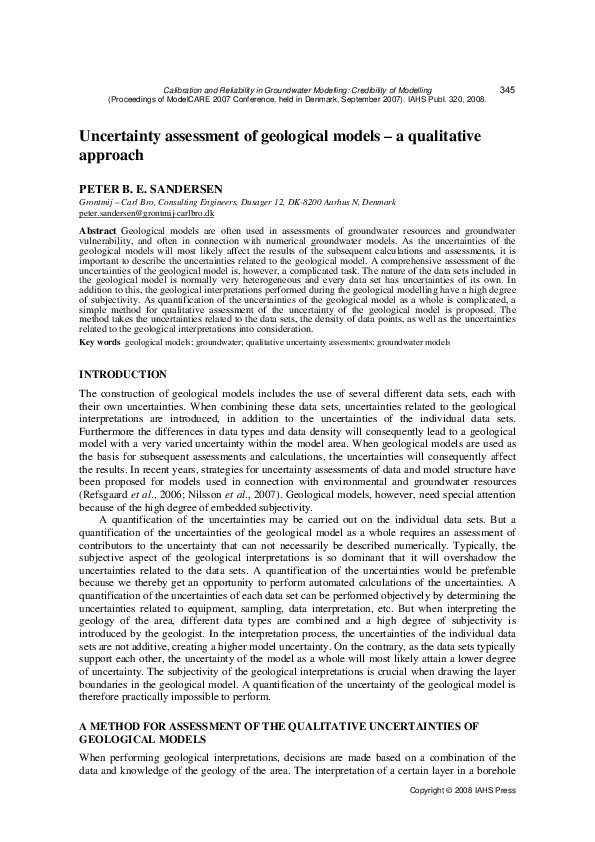 (PDF) Uncertainty assessment of geological models - a qualitative approach
