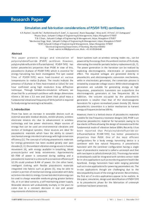 (PDF) Simulation and fabrication considerations of P ( VDF-TrFE ...