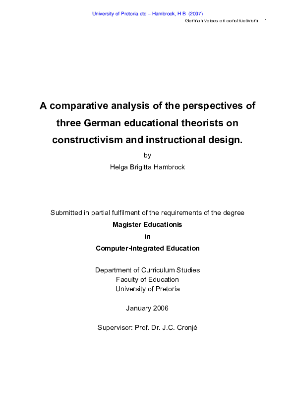 (PDF) A comparative analysis of the perspectives of three German ...