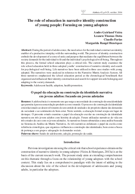 (PDF) The role of education in narrative identity construction of young ...