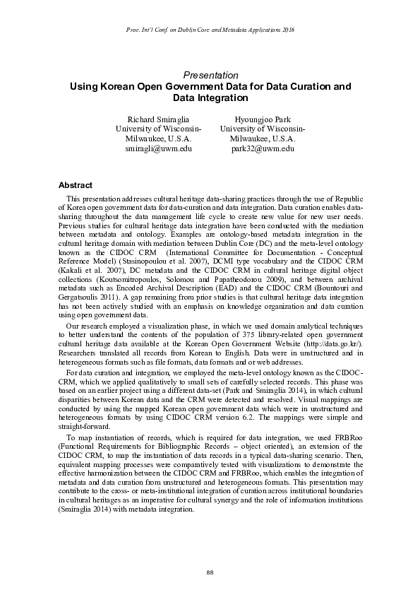(PDF) Open Government Data for Data Curation and Data Integration