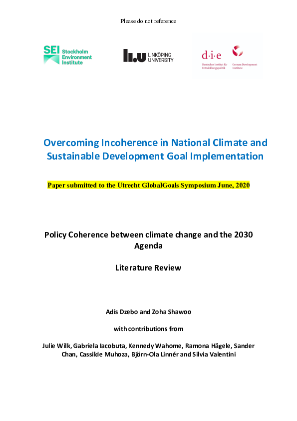 (PDF) Overcoming Incoherence in National Climate and Sustainable ...