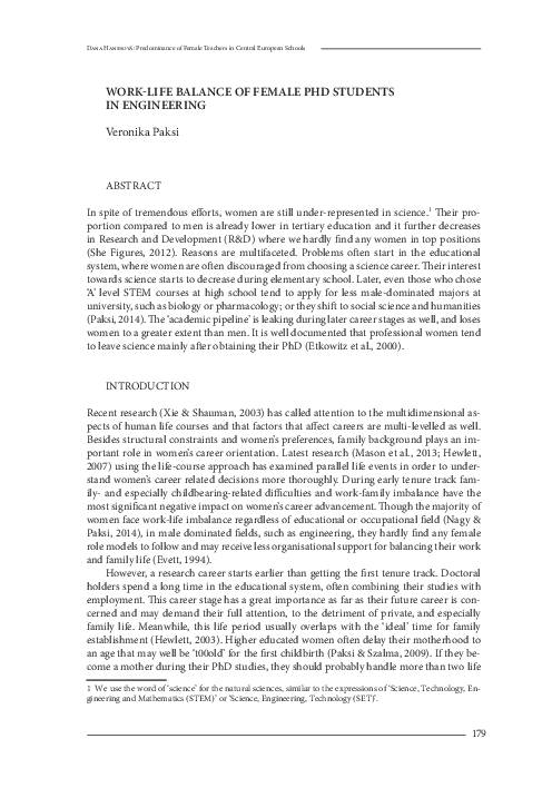 (PDF) Work-life balance of female PhD students in engineering