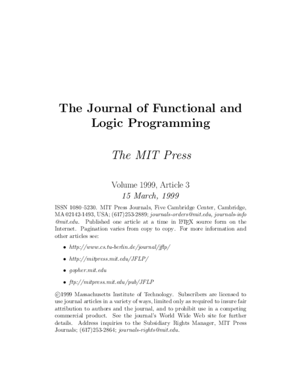 (PDF) Programming In An Integrated Functional and Logic Language