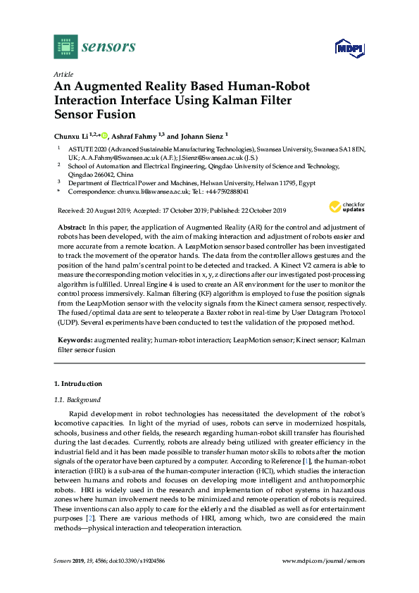 (PDF) An Augmented Reality Based Human-Robot Interaction Interface ...