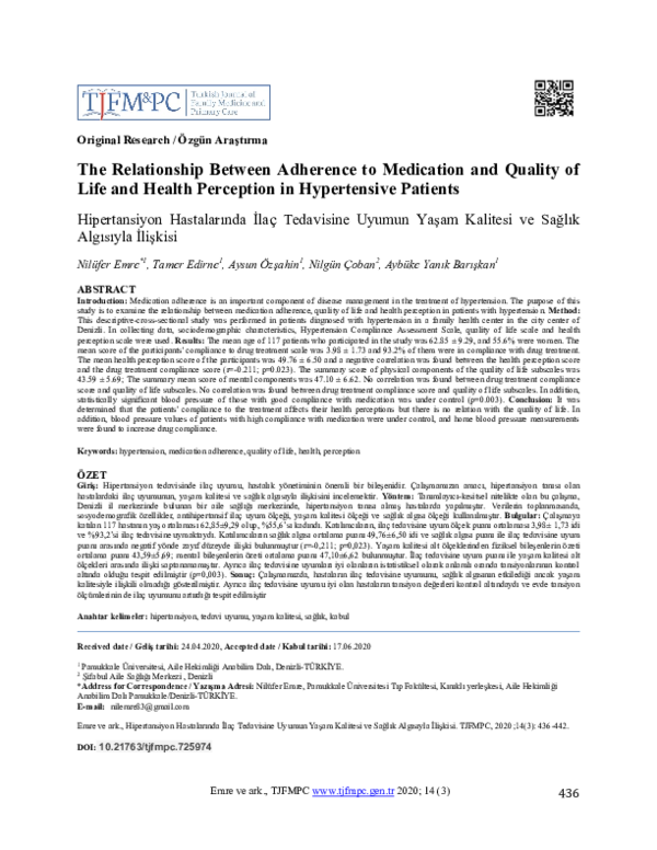 (PDF) The Relationship Between Adherence to Medication and Quality of ...