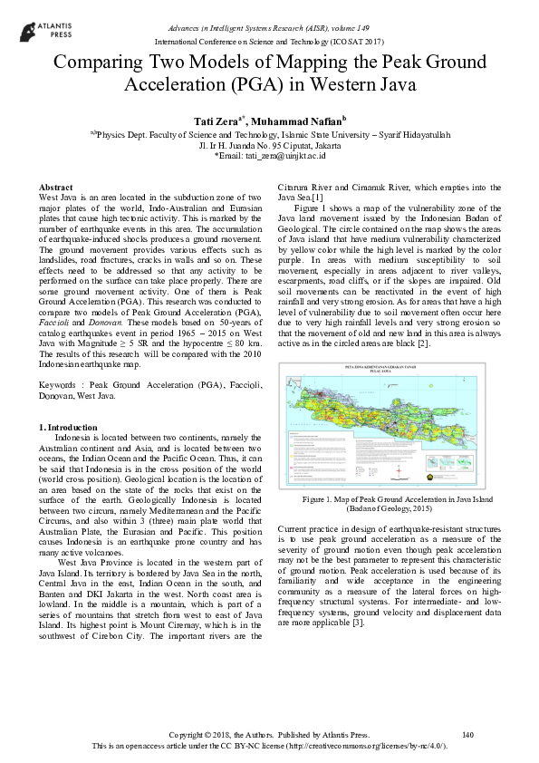 (PDF) Comparing Two Models of Mapping the Peak Ground Acceleration (PGA ...