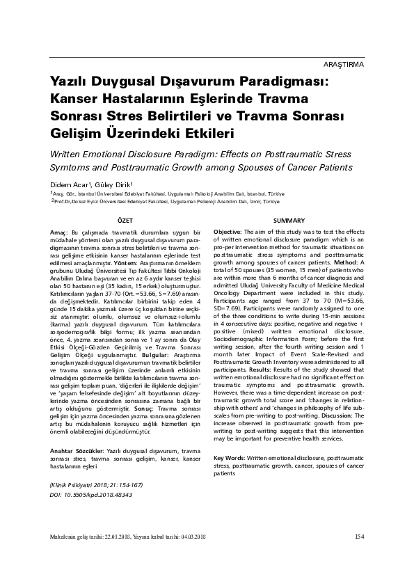 (PDF) Written Emotional Disclosure Paradigm: Effects on Posttraumatic ...