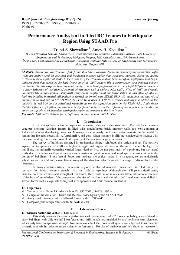 (PDF) Performance Analysis of in filled RC Frames in Earthquake Region ...