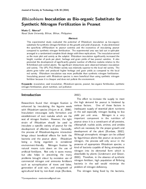 (PDF) Rhizobium Inoculation as Bio-organic Substitute for Synthetic ...