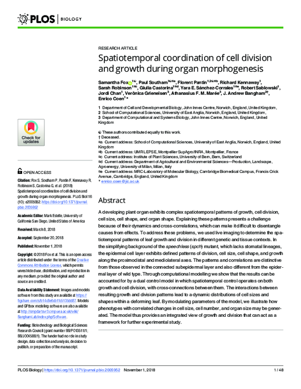 (PDF) Spatiotemporal coordination of cell division and growth during ...