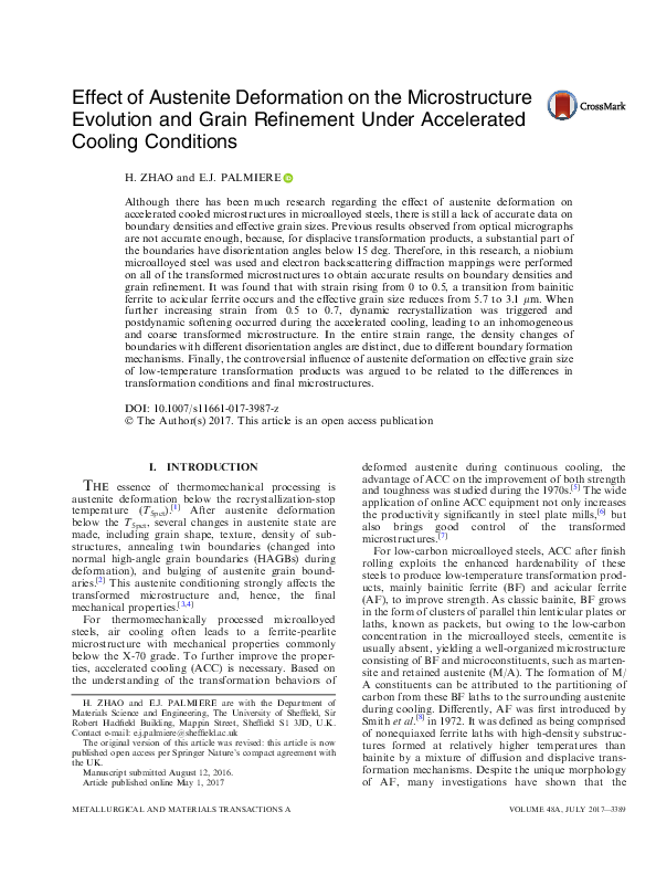 (PDF) Effect of Austenite Deformation on the Microstructure Evolution ...