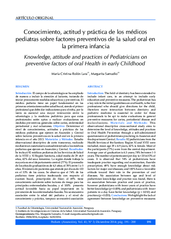 (PDF) Knowledge, attitude and practices of Pediatricians on preventive ...
