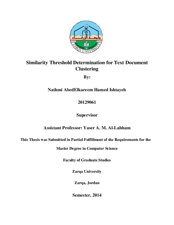 (PDF) Similarity Threshold Determination for Text Document Clustering