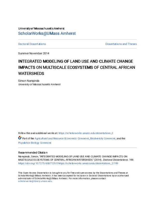 (PDF) Integrated Modeling of Land Use and Climate Change Impacts on ...