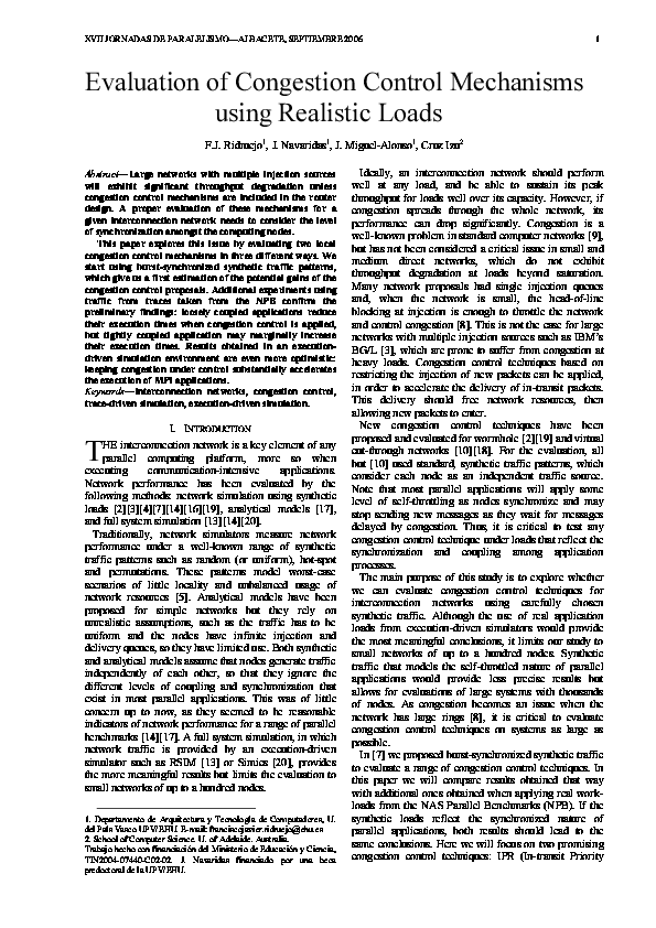 (PDF) Evaluation of Congestion Control Mechanisms using Realistic Loads