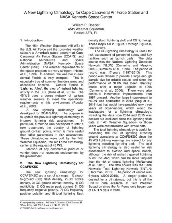 (PDF) A New Lightning Climatology for Cape Canaveral Air Force Station ...