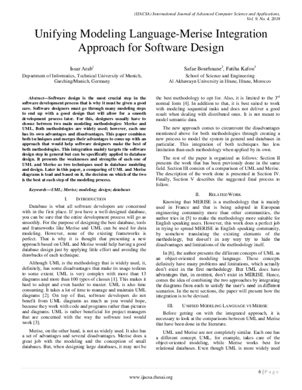 (PDF) Unifying Modeling Language-Merise Integration Approach for ...