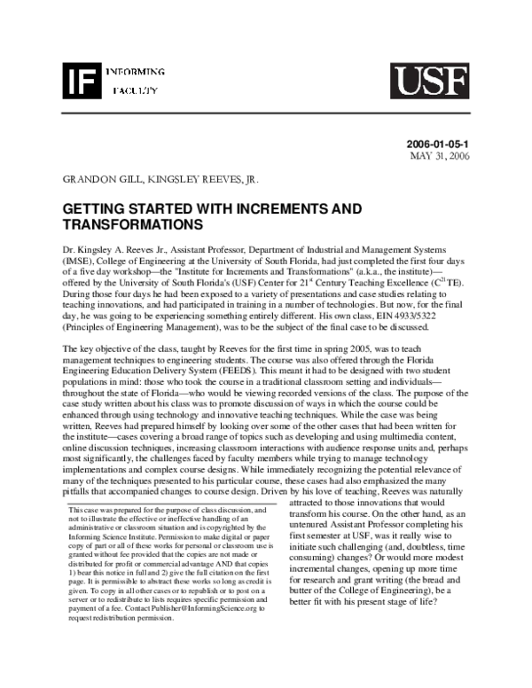 (PDF) Getting Started with Increments and Transformations