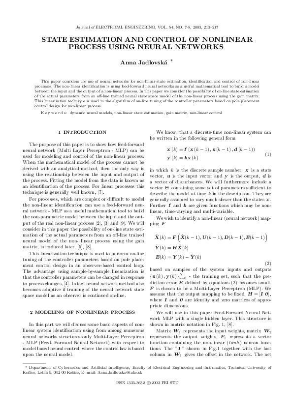 (PDF) State Estimation and Control of Nonlinear Process Using Neural ...