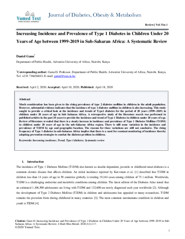 (PDF) Increasing Incidence and Prevalence of Type 1 Diabetes in ...