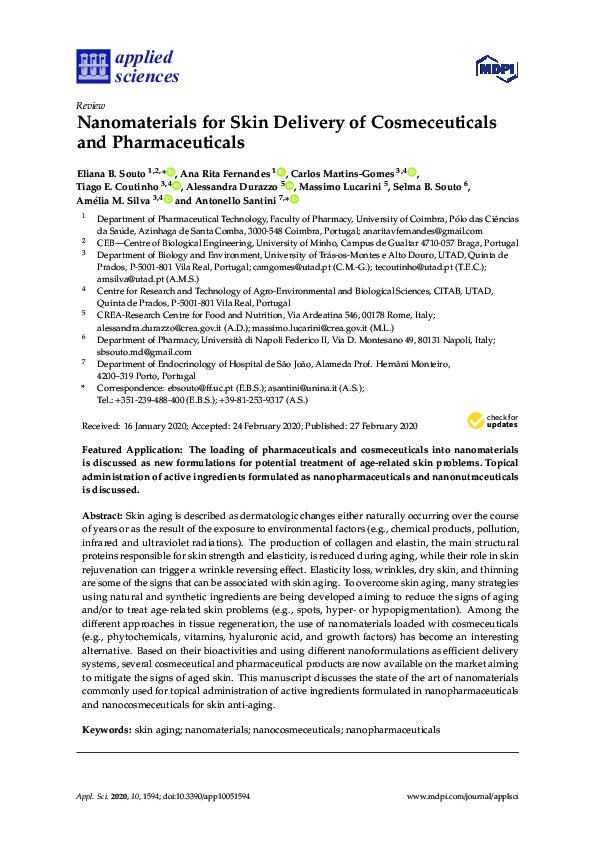 (PDF) Nanomaterials for Skin Delivery of Cosmeceuticals and Pharmaceuticals