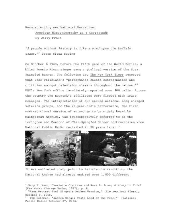 (PDF) Reconstructing our National Narrative: American Historiography at ...