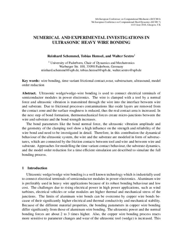 (PDF) Numerical and Experimental Investigations in Ultrasonic Heavy ...