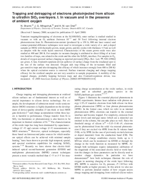 (PDF) Trapping and detrapping of electrons photoinjected from silicon ...