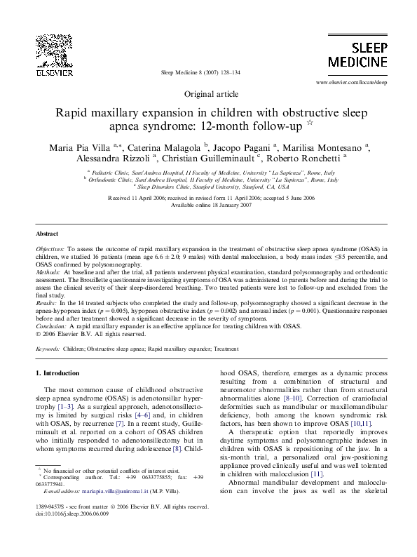 (PDF) Rapid maxillary expansion in children with obstructive sleep ...