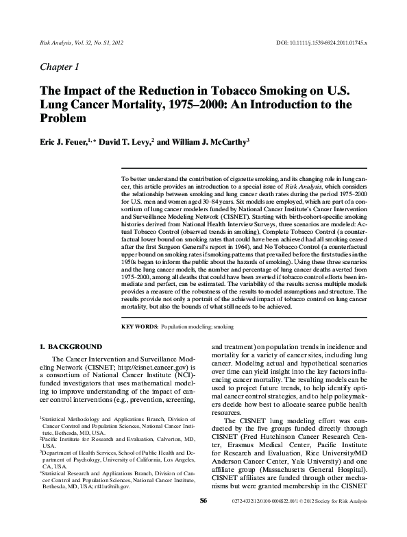 (PDF) Chapter 1:The impact of the reduction in tobacco smoking on U.S ...