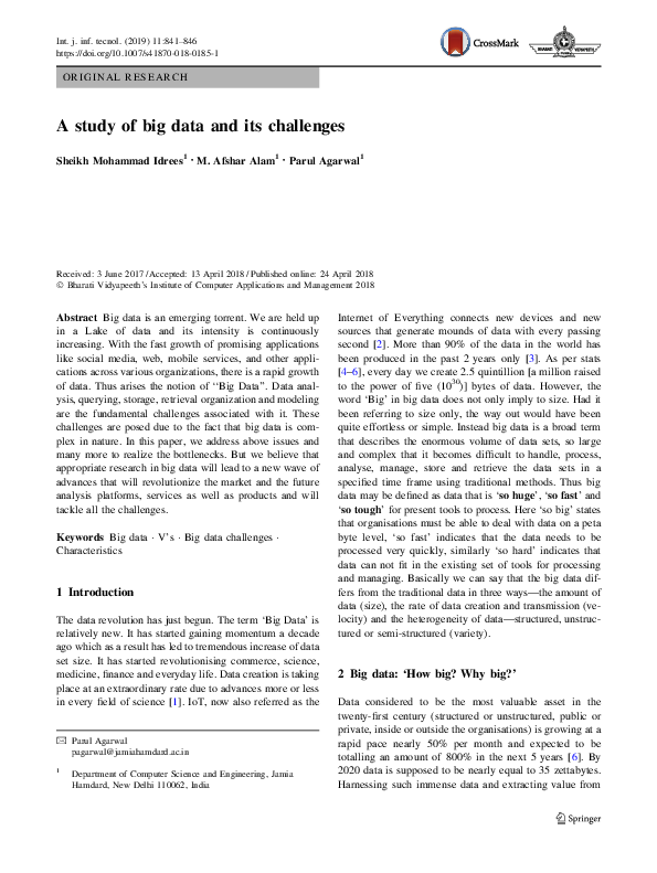 (PDF) A study of big data and its challenges