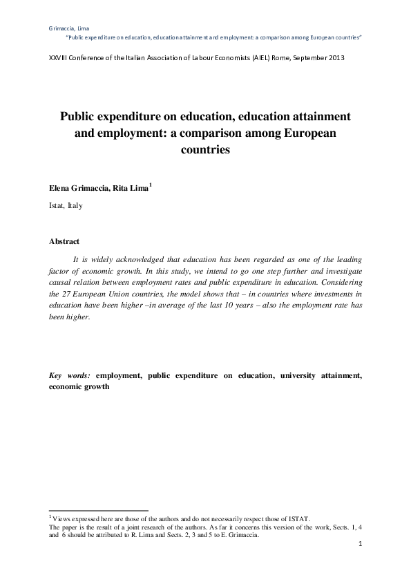 (PDF) Public expenditure on education, education attainment and ...