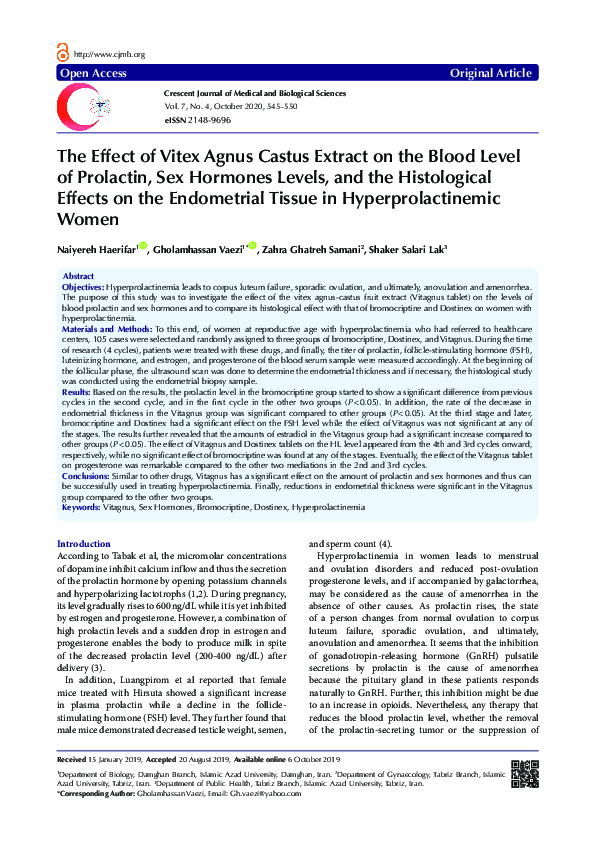 (PDF) The Effect of Vitex Agnus Castus Extract on the Blood Level of ...