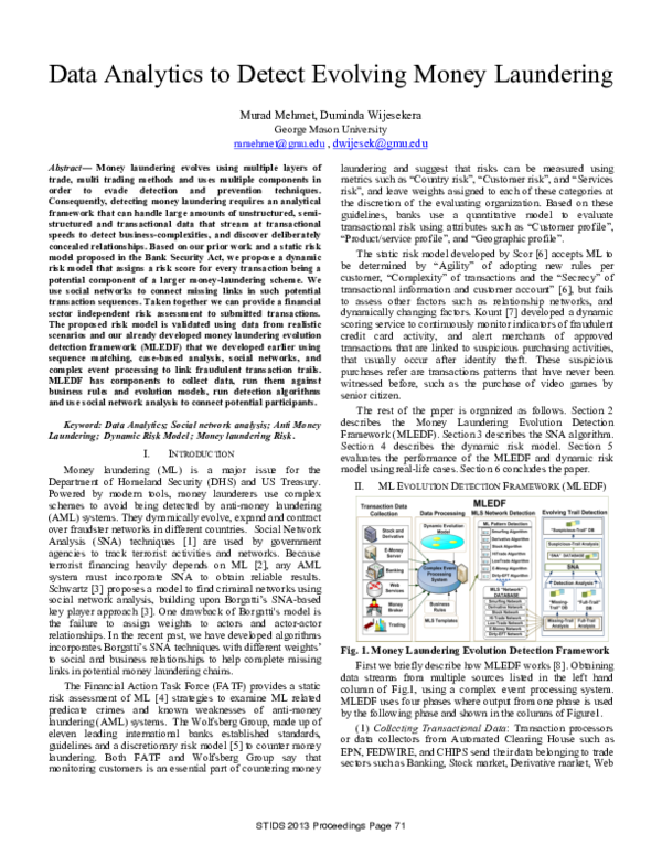 (PDF) Data Analytics to Detect Evolving Money Laundering